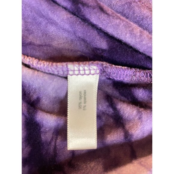 Essentials Woman Sz 1X Purple Tie Dye  Short Sleeve Round Neck Top - Picture 9 of 11